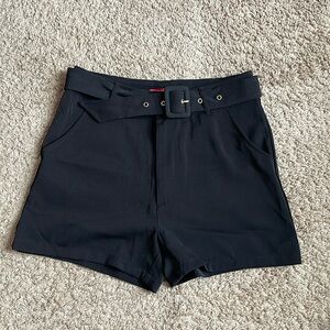 GUESS High Waisted Black Buckle Shorts